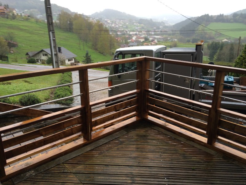 Garde corps en bois et acier inoxidable sur mesure